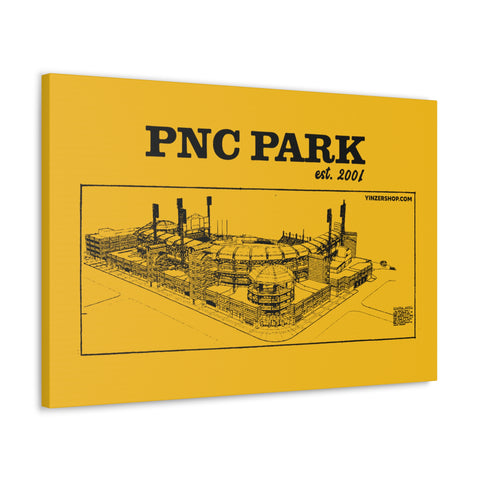 PNC Park - 2001 - Retro Schematic - Canvas Gallery Wrap Wall Art Canvas Printify 30" x 20" 1.25" 