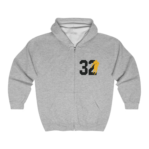 Legends Series - Franco Harris 32 - Hooded Full Zipper Sweatshirt Hoodie Printify S Sport Grey 