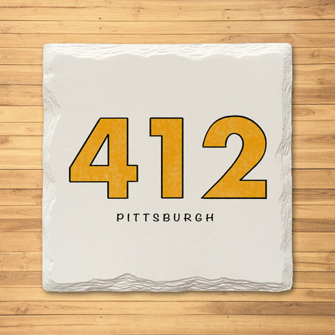 Pittsburgh 412 Area Code Ceramic Drink Coaster Coasters The Doodle Line   