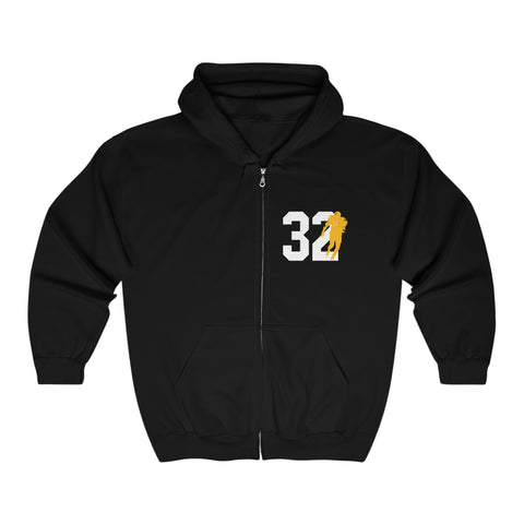 Legends Series - Franco Harris 32 Logo on Front Hooded Full Zipper Sweatshirt Hoodie Printify S Black 