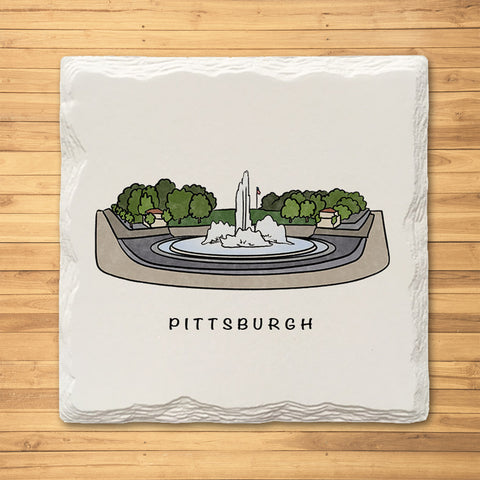 Point State Park Fountain Ceramic Drink Coaster Coasters The Doodle Line   