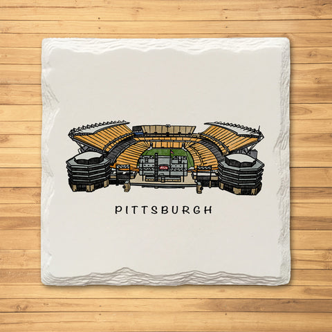 Pittsburgh Football Field Ceramic Drink Coaster Coasters The Doodle Line   