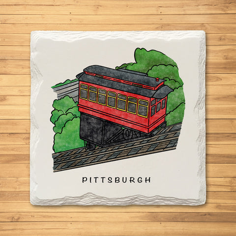 Pittsburgh The Duquesne Incline Ceramic Drink Coaster Coasters The Doodle Line   