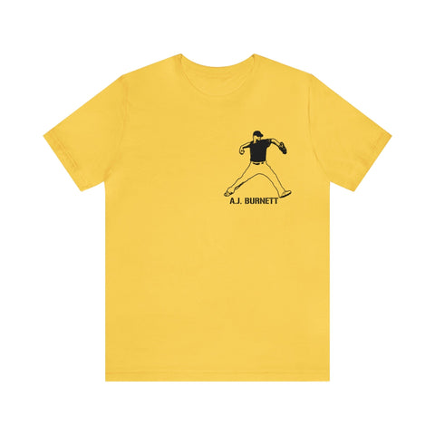 A.J. Burnett Legend T-Shirt - Graphic On Back Short Sleeve Tee T-Shirt Printify Yellow S 