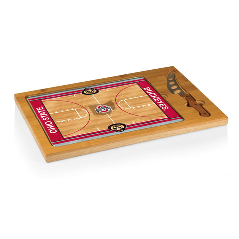 Ohio State Buckeyes - Icon Glass Top Cutting Board & Knife Set Licensed Picnic Time Family of Brands