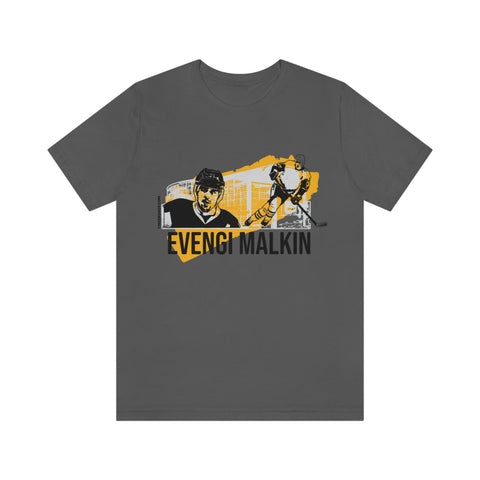 Evengi Malkin Pittsburgh Headliner Series T-Shirt Short Sleeve Tee T-Shirt Printify Asphalt S 