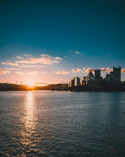 rippling water during sunset