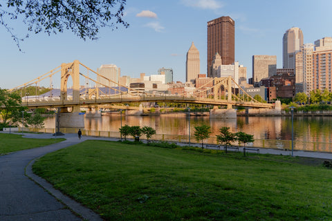 A view of a city from across a river