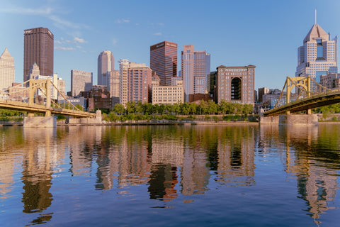 A view of a city from across a river
