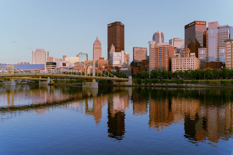 A view of a city from across a river