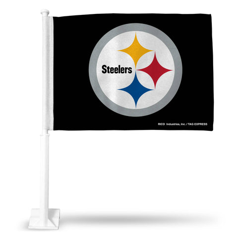 NFL Pittsburgh Steelers Circle Logo Car Flag, Black