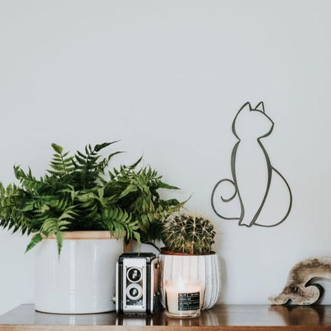 Cat Wall Decor - Rust Resistant Metal Wall Art | Indoor Sign with Velcro Hanging
