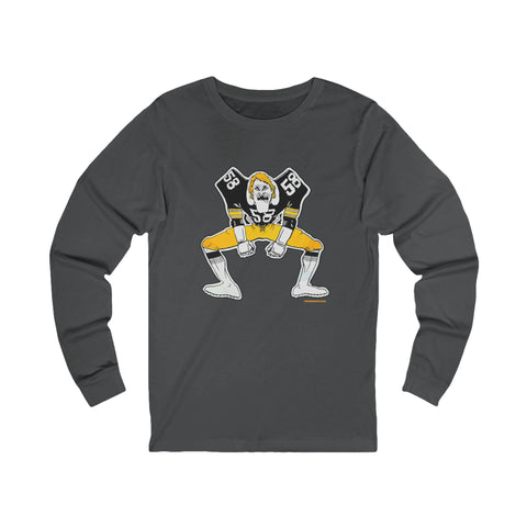 Pittsburgh Football Linebacker Cartoon - Long Sleeve Tee Long-sleeve Printify S Asphalt