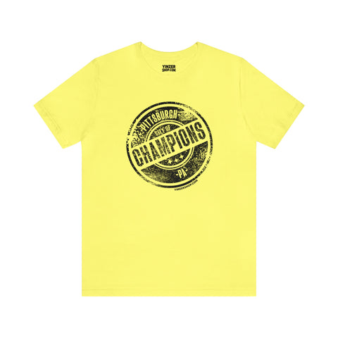 Stamp Series - City of Champions - Short Sleeve Tee T-Shirt Printify Yellow S 