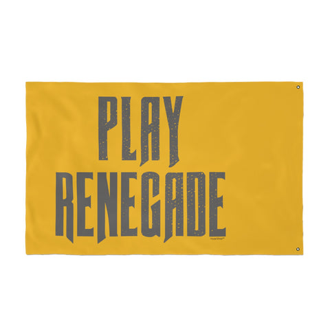Play Renegade Distressed Graphic  - Double Sided Yellow Flag with Black