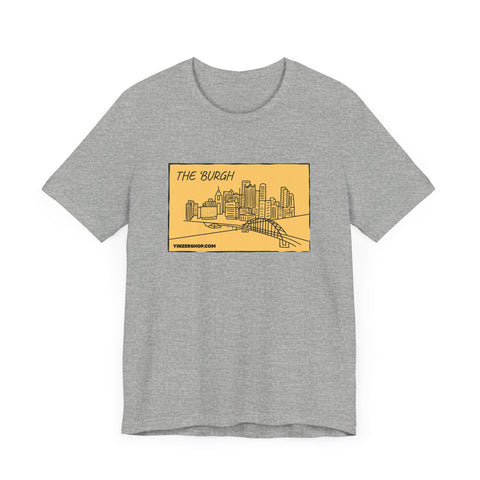 The 'Burgh Cartoon Pittsburgh Skyline - Short Sleeve Shirt T-Shirt Printify Athletic Heather S