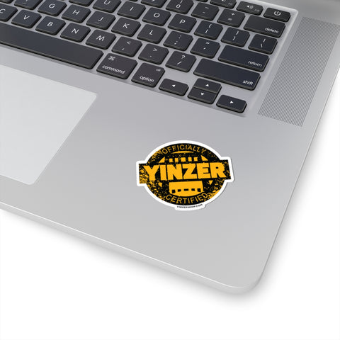 Certified Yinzer Kiss-Cut sticker label | Color is Black with Yellow Letters Paper products Printify 2" × 2" White 