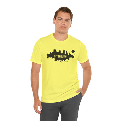 Pittsburgh Splash Skyline T-Shirt  - Unisex bella+canvas 3001 T-Shirt Printify   