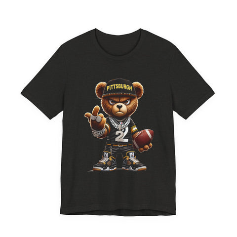 Young and Mean Pittsburgh Bear - Unisex Jersey Short Sleeve Tee