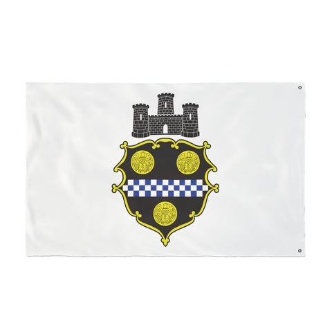 Pittsburgh City Crest Flag Double Sided  - White