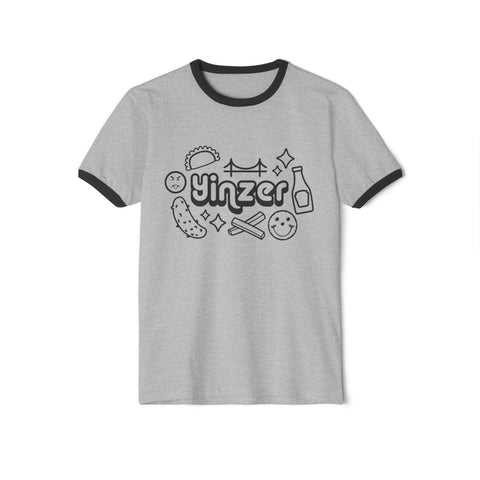 Yinzer Icon Doodles - Unisex Cotton Ringer T-Shirt