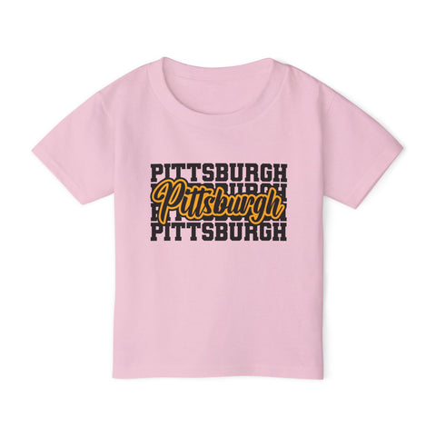 Pittsburgh Typography Script Toddler T-Shirt — Retro City Pride Tee