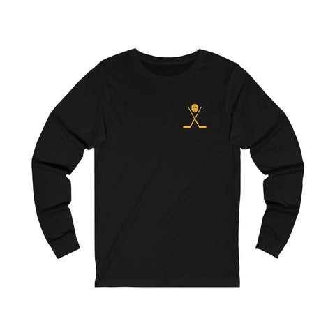 I'm Just Here for the Fights Hockey Shirt - Long Sleeve Tee - DESIGN ON BACK Long-sleeve Printify XS Black 