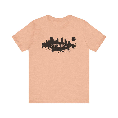 Pittsburgh Splash Skyline T-Shirt  - Unisex bella+canvas 3001 T-Shirt Printify Heather Peach S 