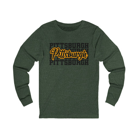 Pittsburgh Typography - Unisex Long Sleeve Tee