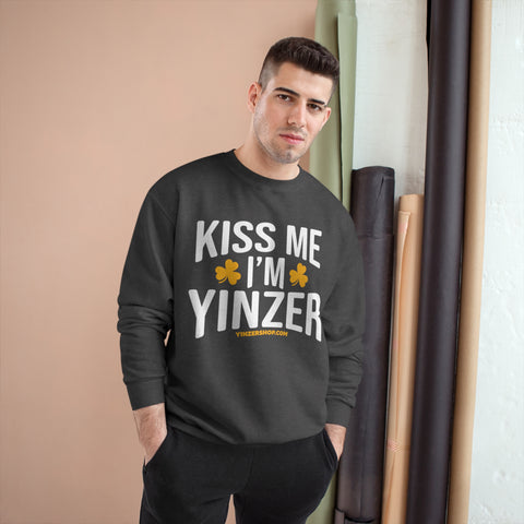 Kiss Me, I'm Yinzer - Champion Crewneck Sweatshirt Sweatshirt Printify   