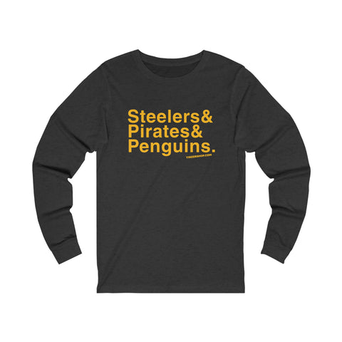 Pittsburgh Sports Teams Ampersand - Long Sleeve T-Shirt Long-sleeve Printify XS Dark Grey Heather 