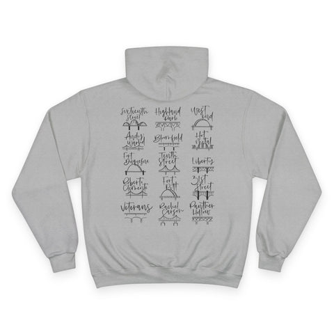 Pittsburgh Bridges Doodle - Print on back - Champion Hoodie