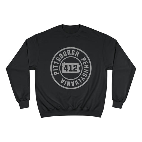 412 Area Code Pittsburg PA Stamped - Champion S600 Sweatshirt