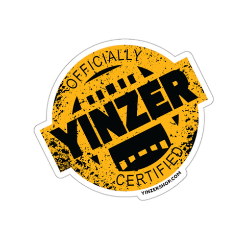 Black & Yellow Certified Yinzer Kiss-Cut Sticker label Paper products Printify 2" × 2" White