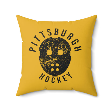Pittsburgh Hockey Yellow & Black Square Pillow Home Decor Printify   