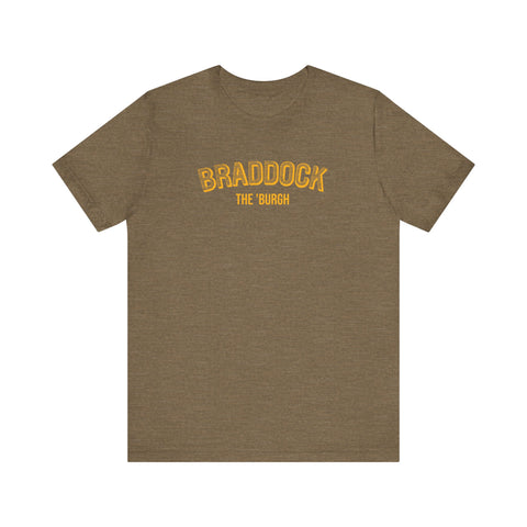 Braddock - The Burgh Neighborhood Series - Unisex Jersey Short Sleeve Tee T-Shirt Printify Heather Olive S 