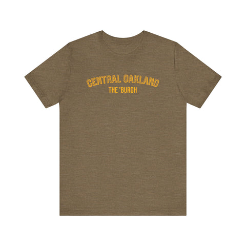 Central Oakland  - The Burgh Neighborhood Series - Unisex Jersey Short Sleeve Tee T-Shirt Printify Heather Olive S 