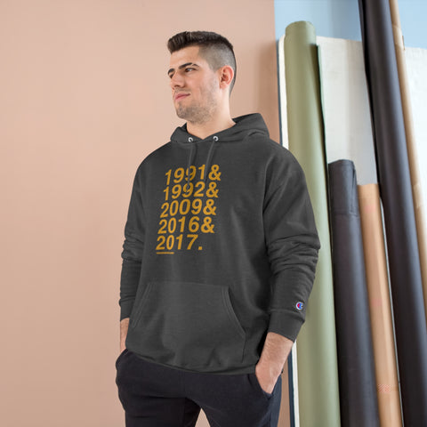 Pittsburgh Penguins Stanley Cups Ampersand - Champion Hoodie Hoodie Printify   