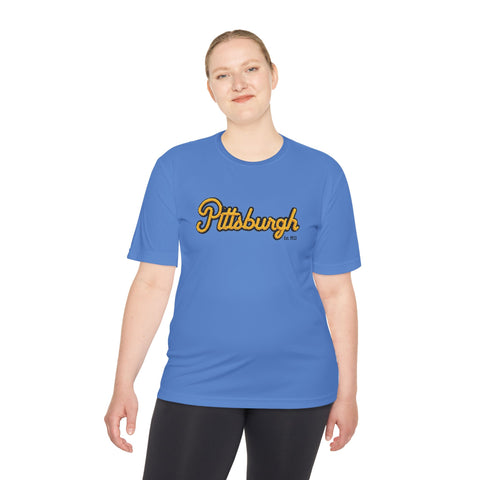 Pittsburgh Faux Embroidery Unisex Moisture Wicking Tee