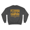 Pittsburgh, the City of Champions - Champion Crewneck Sweatshirt Sweatshirt Printify Charcoal Heather S 