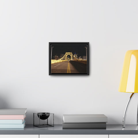 Pittsburgh Roberto Clemente Bridge at Night printed on Canvas Wraps, Horizontal Frame Canvas Printify