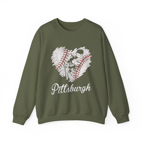 Pittsburgh Baseball Heart - Heavy Blend™ Crewneck Sweatshirt