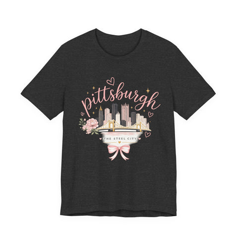 Pittsburgh Girly Bow Pink T-Shirt