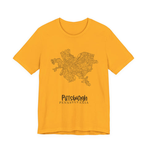 Pittsburgh Neighborhoods Map Short Sleeve T-Shirt