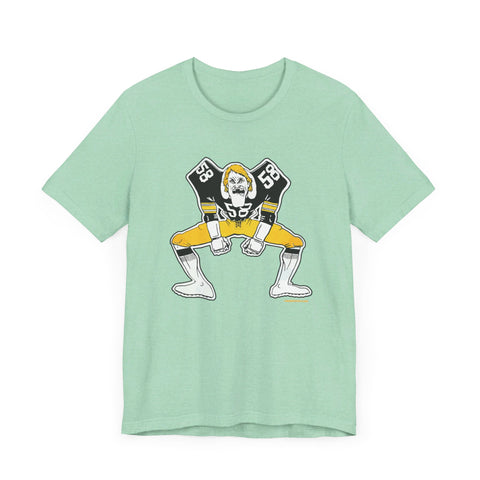 Pittsburgh Football Linebacker Cartoon -  Short Sleeve Tee T-Shirt Printify Heather Mint XS 