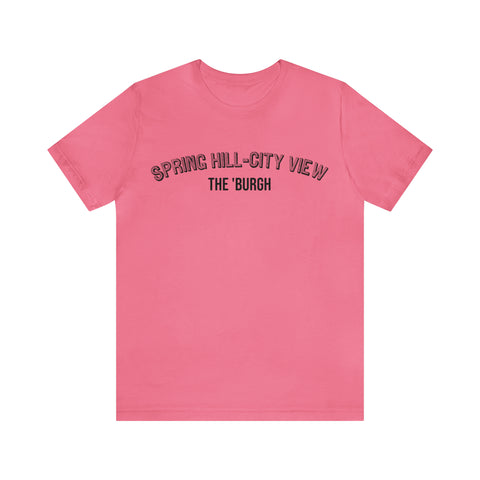 Spring Hill-City View - The Burgh Neighborhood Series - Unisex Jersey Short Sleeve Tee T-Shirt Printify Charity Pink S 