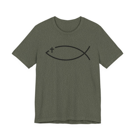 Christianity Cross Fish Symbol - Unisex Jersey Short Sleeve Tee