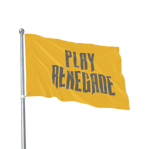 Play Renegade Distressed Graphic  - Double Sided Yellow Flag with Black