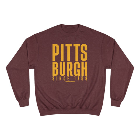 Big Pittsburgh - Champion Crewneck Sweatshirt Sweatshirt Printify Maroon Heather S 