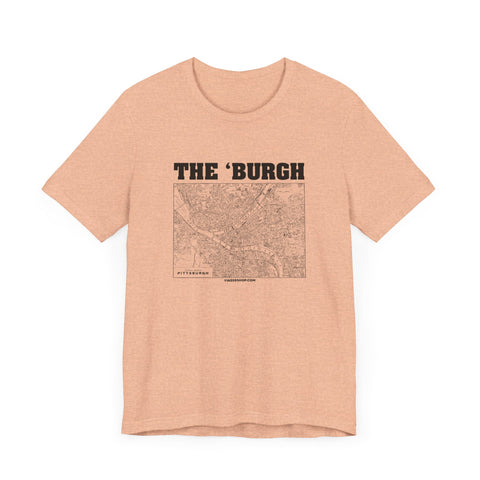 The 'Burgh Retro Map   - Short Sleeve Tee T-Shirt Printify   